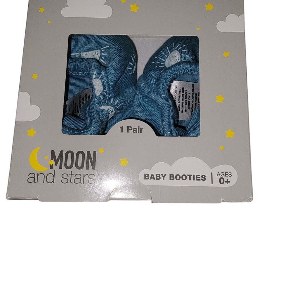 Moon and Stars Blue Baby Booties